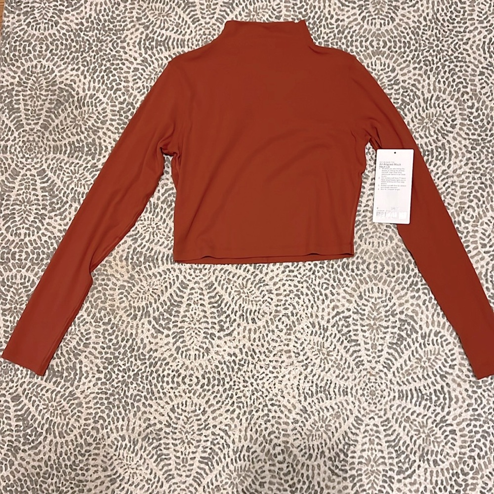 Lululemon All Aligned Mock Neck, burnt orange color, size 6, cropped